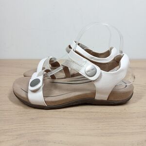 Aetrex Jess White Adjustable Strappy Comfort Walking Sandals 602